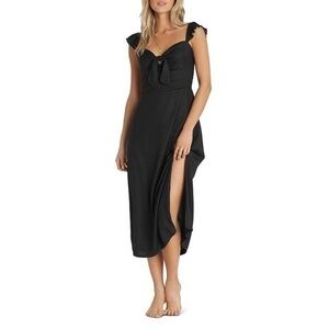 Billabong dress black maxi cherry lips chevron women size small summer boho